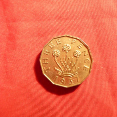Moneda 3 pence 1937 George VI ,Marea Britanie , bronz ,cal.NC