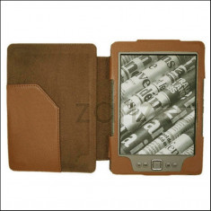 Husa Amazon Kindle 4 - 6 inch piele eco maro deschis - Lampa CADOU foto