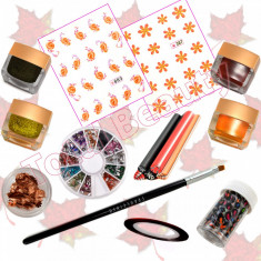 Kit Unghii False cu Gel UV Nail-Art pentru Haloween gel colorat mat gel sclipici foto