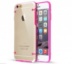 Husa iPhone 6 6s silicon bumper roz folie protectie display gratis foto