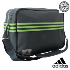 Geanta Adidas Enamel Messenger Bag Onix/Green , Originala , Noua - Import Anglia - Dimensiuni W41cm x H27cm x D14cm foto