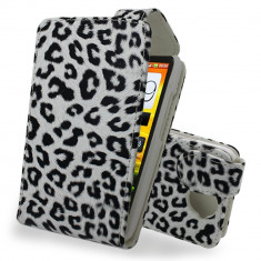 Husa HTC ONE X piele ECO imprimeu leopard model flip foto