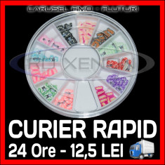 SET CARUSEL FIMO - MODEL CU FLUTURI - DECORATIUNI UNGHII NAIL ART - MANICHIURA UNGHII FALSE GEL UV - PRET MINIM, CALITATE GARANTATA foto