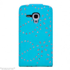 Husa Samsung Galaxy S3 MINI diamante SWAROVSKI albastra - folie ecran gratis foto