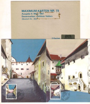 !!! LIECHTENSTEIN - LOT 2 ILUSTRATE MAXIME CASTELUL VADUZ 1987 foto