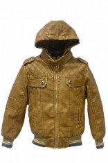 Jacheta imitatie de piele, captusita, pentru baieti 8 ani, HY0964 4-10 ani, diverse culori, import direct foto