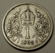 1 Coroana (Corona) 1893 - Austria - Argint - (1) foto