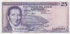 ISLANDA 25 kronur 1957 VF+++!!! foto