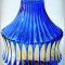 AuX: Draguta VAZA mare de masa, vintage, confectionata din sticla groasa albastra, dimensiuni 18 x 16 cm!