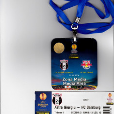 Acreditare + bilet meci fotbal ASTRA Giurgiu - RED BULL Salzburg (Europa League 02.10.2014)