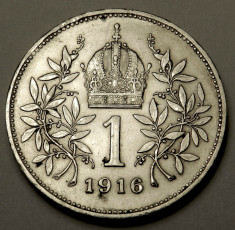 1 Coroana (Corona) 1916 - Austria - Argint - (2) foto