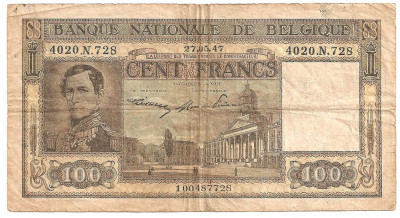 BELGIA 100 FRANCI FRANCS 1947 U foto