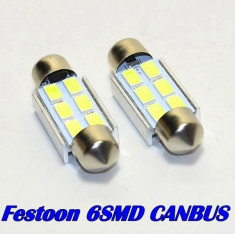 Bec led auto soclu C5W, Festoon 6 smd 5730,Alb rece, lumina puternica foto