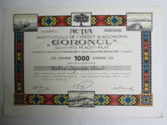 Actiune veche , 1000 lei GORONUL AIUD , actiuni Gorunul Aiud 1922 , document vechi foto