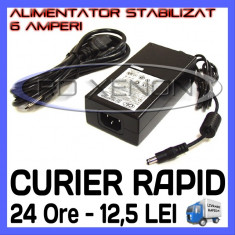 SURSA ALIMENTARE - ALIMENTATOR STABILIZAT 12V - 6 A AMPERI - PENTRU BANDA LED RGB 300 SMD - CABLU 220V INCLUS foto