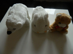 Set de 5 jucarii de plus, urs polar, 2 ursuleti, catel, hipopotam, jucarioare foto