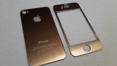 Folie protectie aluminiu pentru iphone 4/4s. Gold. foto