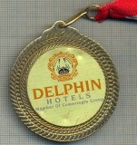 ATAM2001 MEDALIE 20 - DELPHIN HOTELS - MEMBER OF COMERTOGLU GROUP -ANTALYA - TURCIA -PANGLICA ROSU CU ALB - starea care se vede