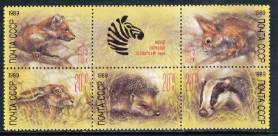 !!! RUSIA - ANIMALE SALBATICE 1989 - BLOC NESTAMPILAT / 120 x 55 mm foto