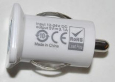 Adaptor bricheta auto USB dublu 12V/24V - 5V 3A (Incarcator tableta, telefon, GPS etc) foto