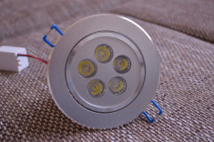 Spot Incastrabil ( Incorporabil ) LED rotund 5W - lumina alba Structura Aluminiu ( 5 leduri ) Ceea mai buna calitate Clasa A foto