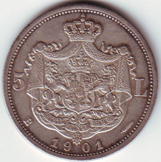 Moneda 5 Lei 1901 foto