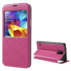 Husa Flip Samsung Galaxy S5 Stand Cu Fereastra Roz foto