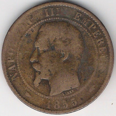 10 dix centimes 1855 Napoleon III Franta foto