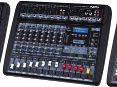 MIXER PROFESIONAL AMPLIFICAT CU PUTERE 760 WATT ,8 CANALE,DISPLAY LCD,BLUETOOTH INCLUS,MP3 STICK USB/CARD.MEGA MIXER AUDIO CU STATIE INCLUSA. foto