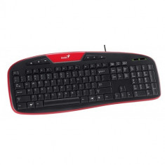 Tastatura Multimedia USB Genius KB-M205, Negru-Rosu, G-31310465101 foto