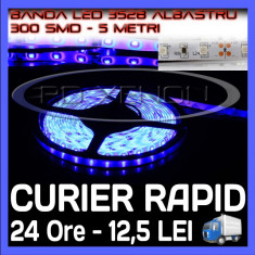 ROLA BANDA 300 LED - LEDURI SMD 3528 ALBASTRU (ALBASTRA, ALBASTRE) - 5 METRI, IMPERMEABILA (WATERPROOF), FLEXIBILA