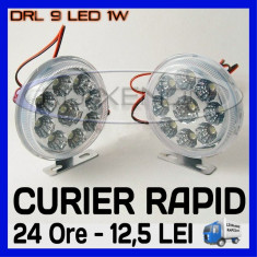 DRL 9-LED 1W - ROTUND DIAMETRU 86mm - DAYTIME RUNNING LIGHT - LUMINI DE ZI foto