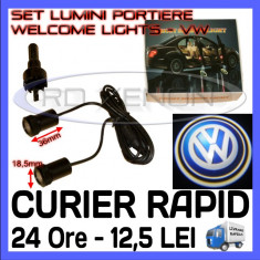 SET 2 x LUMINI VW VOLKSWAGEN GEN. 6 (12V, CAMION 24V) - LED CREE 7W - LASER LOGO HOLOGRAME SIGLA - LUMINI USI, PORTIERE - WELCOME GHOST SHADOW LIGHTS foto