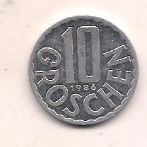 No(2) moneda-AUSTRIA -10 groschen 1986