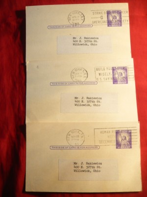 3 CP- Corespondenta Filatelica cu stamp. Reclame diverse- pe spate- Oferta de preturi 1959 foto