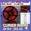 Banda LED 5M SMD 5050 Rosu, Impermeabila IP65, 300 LED, Flexibila, 12V Auto/Casa