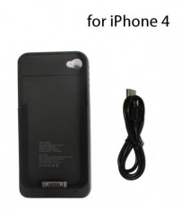 Husa cu Baterie Externa 1900mAh pentru iPhone 4 Negru foto