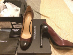 Pantofi dama piele, negru cu bordo, Emporio Armani, marimea 38 foto