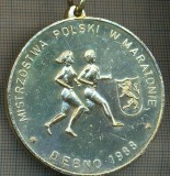 ATAM2001 MEDALIE 235 - SPORTIVA - MARATON DEBNO 1988 -POLONIA - PANGLICA ROSIE CU DUNGA ALBA -starea care se ved