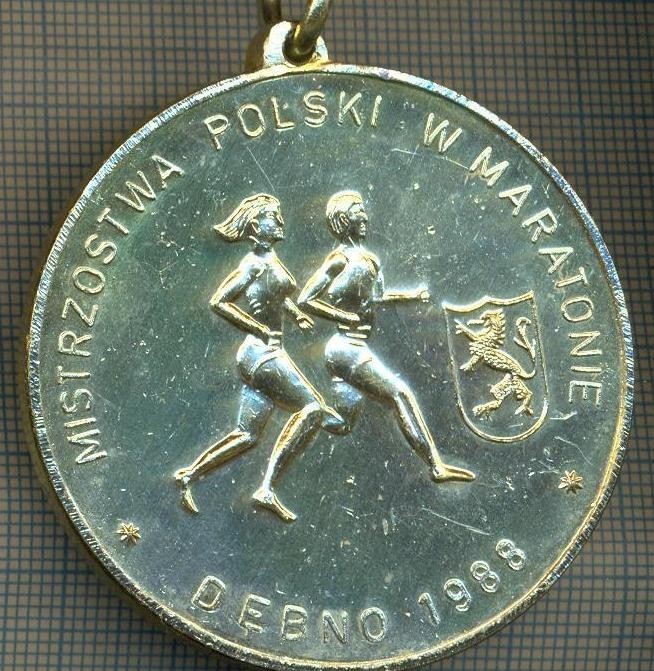 ATAM2001 MEDALIE 235 - SPORTIVA - MARATON DEBNO 1988 -POLONIA - PANGLICA ROSIE CU DUNGA ALBA -starea care se ved
