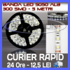Banda LED 5M 300 LED SMD 5050, Alba 6000K, Impermeabila IP65, Flexibila, 12V
