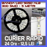 Cumpara ieftin ROLA BANDA 300 LED - LEDURI SMD 5050 ALB (ALBA, ALBE) - 5 METRI, IMPERMEABILA (WATERPROOF), FLEXIBILA, ZDM