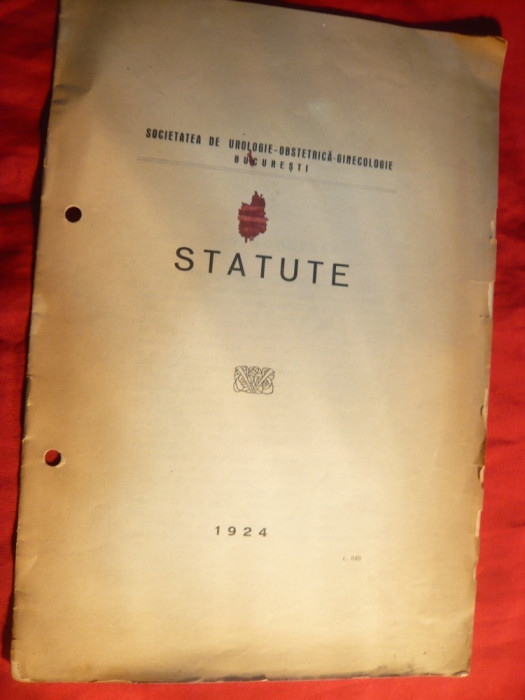 Statute ale Soc. Urologie Obstetrica si Ginecologie -1924
