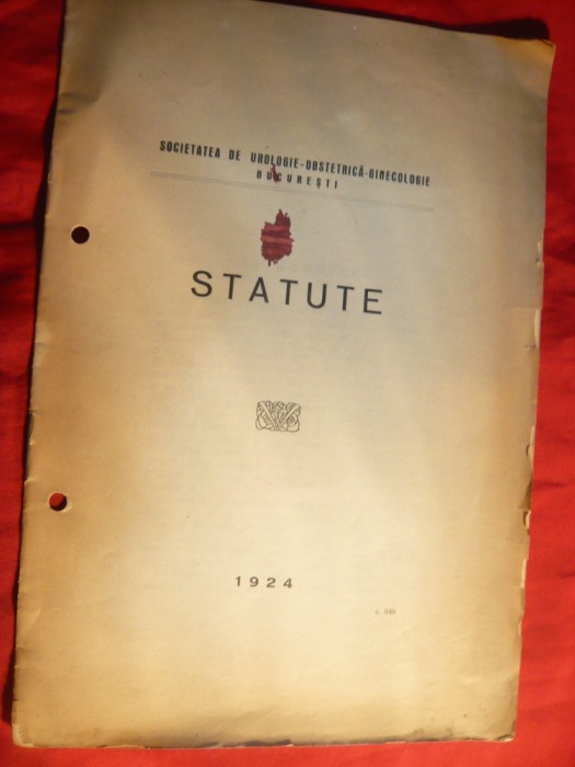 Statute ale Soc. Urologie Obstetrica si Ginecologie -1924