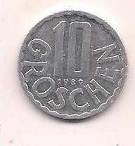 No(2) moneda-AUSTRIA -10 groschen 1989