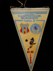 PENTRU UN FAN STEAUA BUCURESTI - FANION - STEAUA BUCURESTI - RANGERS FOOTBAL CLUB - CUPA CAMPIONILOR EUROPENI 02 MARTIE 1988 foto