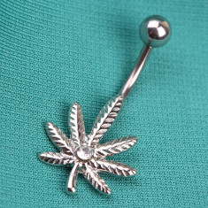 Piercing / cercel de buric model marijuana Weed Piercing foto