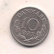 No(1) moneda-DANEMARCA -10 Ore 1961