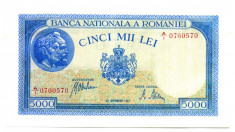 ROMANIA BANCNOTA 5000 5 000 LEI 28 SEPTEMBRIE 1943 NECIRCULATA foto