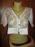 Bolero alb cu dantela, S, Maneca 3/4